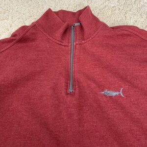 Panama Jack Sweatshirt Mens Large 1/4 Zip Pullover Wine Mock Neck Fish Logo